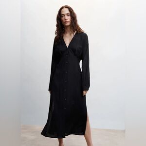 Mango Black Long Sleeve Dress